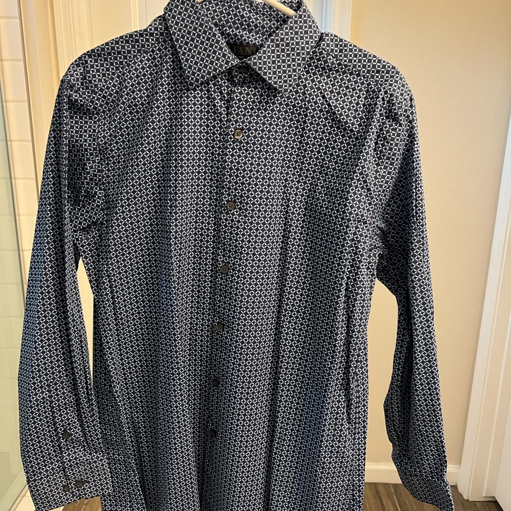 Alfani Dark Blue Casual Button Down Shirt